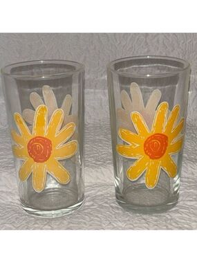 LUCKY Tableware Retro Floral Print Glass Tumblers Set